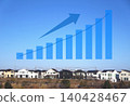 An image showing fluctuations in real estate prices for houses and apartments in a graph. 140428467