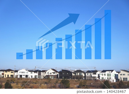 一張顯示房屋和公寓房地產價格波動的圖表。 一張顯示房屋和公寓房地產價格波動的圖表。 140428467