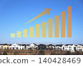 An image showing fluctuations in real estate prices for houses and apartments in a graph. 140428469