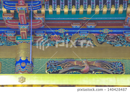 April 25 2026 Ueno Toshogu Shrine Ornate Painted Ceiling Relief 140428487
