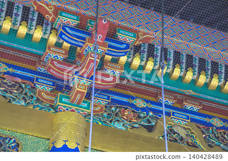 April 25 2026 Ueno Toshogu Shrine Ornate Painted Ceiling Relief 140428489