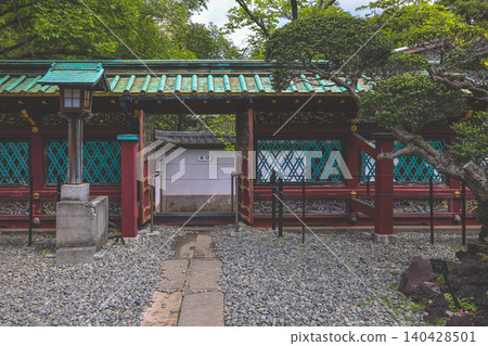 April 25 2026 Ueno Toshogu Shrine Corridor With Teal Lattice 140428501