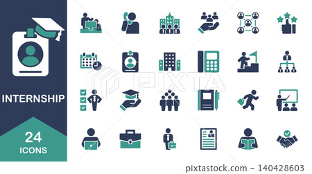 Icon set related to internships Icon set related to internships 140428603