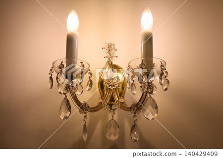 Classic wall lighting with candle-like lights. Classic wall lighting with candle-like lights. 140429409