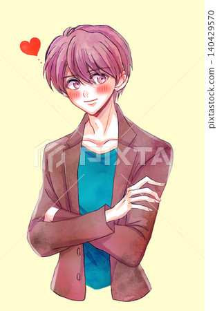 A man with his arms crossed, in love, smiling. A man with his arms crossed, in love, smiling. 140429570