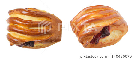 fruit-filled bun isolated on white background. Top view fruit-filled bun isolated on white background. Top view 140430079