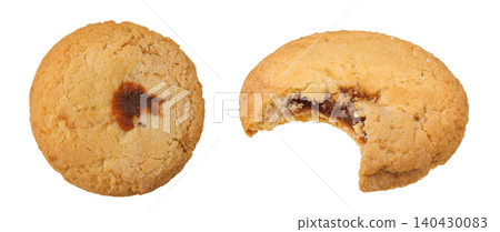 shortbread cookie isolated on white background. Top view. Flat lay shortbread cookie isolated on white background. Top view. Flat lay 140430083