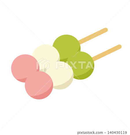 Illustration of three-colored dango (Japanese sweets) for the Hina Matsuri (Girls' Festival) - Spring event material 140430119