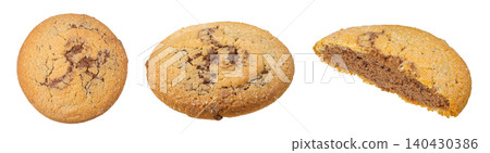 shortbread cookie isolated on white background. Top view. Flat lay shortbread cookie isolated on white background. Top view. Flat lay 140430386
