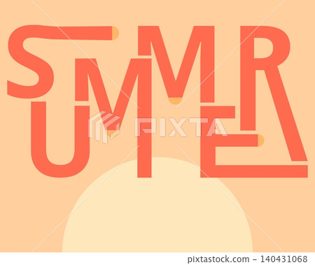 Summer typography design with sunset backdrop, Creative word art for summer season, Minimalist modern text illustration 140431068