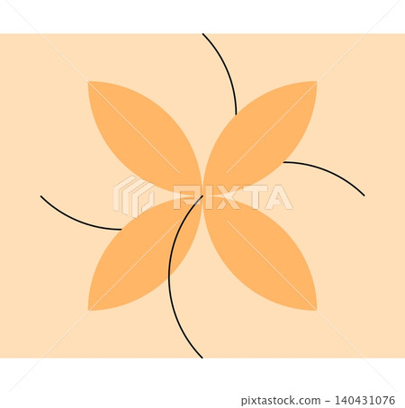 Minimalist orange flower illustration with curved lines, Contemporary geometric floral line art, Abstract modern poster design 140431076