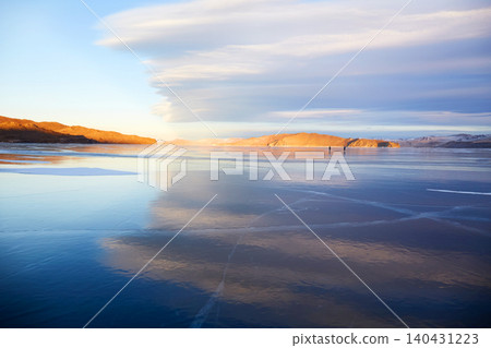 Endless expanses of transparent ice on the frozen Lake Baikal. Endless expanses of transparent ice on the frozen Lake Baikal. 140431223