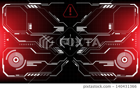 HUD sci-fi interface screen view white circular geometric design virtual futuristic technology creative display on red vector HUD sci-fi interface screen view white circular geometric design virtual futuristic technology creative display on red vector 140431366