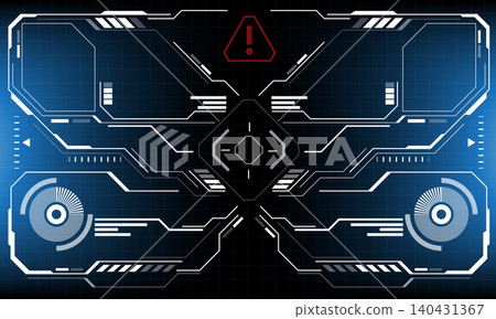HUD sci-fi interface screen view white circular geometric design virtual futuristic technology creative display on blue vector HUD sci-fi interface screen view white circular geometric design virtual futuristic technology creative display on blue vector 140431367