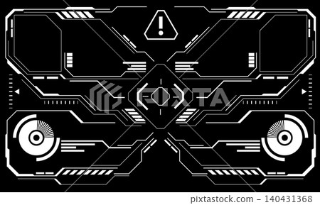 HUD sci-fi interface screen view white circular geometric design virtual futuristic technology creative display on black vector HUD sci-fi interface screen view white circular geometric design virtual futuristic technology creative display on black vector 140431368