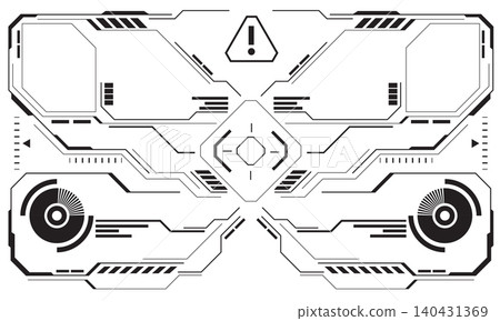 HUD sci-fi interface screen view black circular geometric design virtual futuristic technology creative display on white vector HUD sci-fi interface screen view black circular geometric design virtual futuristic technology creative display on white vector 140431369