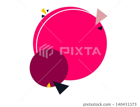 Abstract pink circle banner with geometric shapes, Modern graphic element with magenta round frame, Minimalist design template with colorful triangles Abstract pink circle banner with geometric shapes, Modern graphic element with magenta round frame, Minimalist design template with colorful triangles 140431373