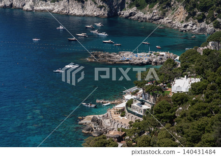 Beautiful coastline in Marina Piccola, Capri. Aerial view Beautiful coastline in Marina Piccola, Capri. Aerial view 140431484