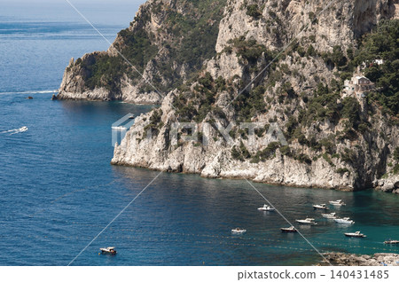 Beautiful coastline in Marina Piccola, Capri. Aerial view Beautiful coastline in Marina Piccola, Capri. Aerial view 140431485