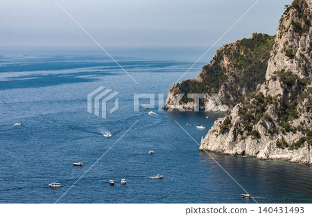 Beautiful coastline in Marina Piccola, Capri. Aerial view Beautiful coastline in Marina Piccola, Capri. Aerial view 140431493
