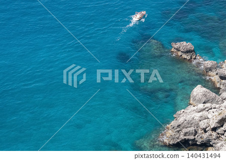 Beautiful coastline in Marina Piccola, Capri. Aerial view Beautiful coastline in Marina Piccola, Capri. Aerial view 140431494