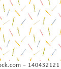 Seamless pattern with colorful birthday candles with flames in scattered layout. Vector illustration in soft flat minimal style. Festive background for party decor, wrapping paper, cards and design 140432121