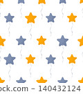 Star balloons pattern drawn in vector flat pastel style, seamless decorative background for party and celebration design, used for wrapping paper, textile prints, wallpapers, invitations, packaging 140432124