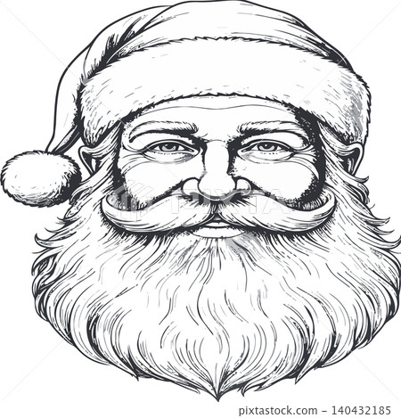 Santa claus head drawing wearing hat and beard Santa claus head drawing wearing hat and beard 140432185