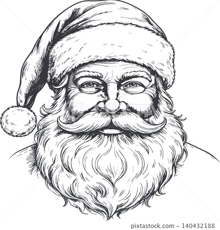 Santa claus head illustration having beard and hat Santa claus head illustration having beard and hat 140432188