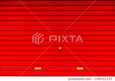 Vibrant red shop shutter texture background Vibrant red shop shutter texture background 140432195
