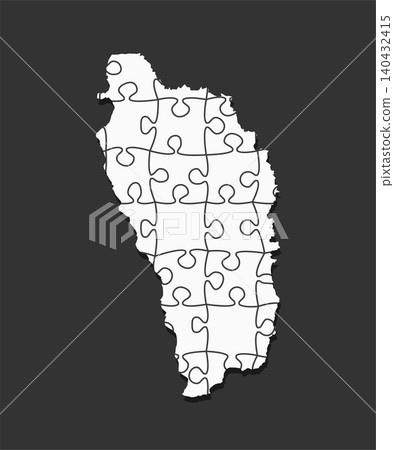Creative map of Dominica from white puzzle, jigsaw Creative map of Dominica from white puzzle, jigsaw 140432415