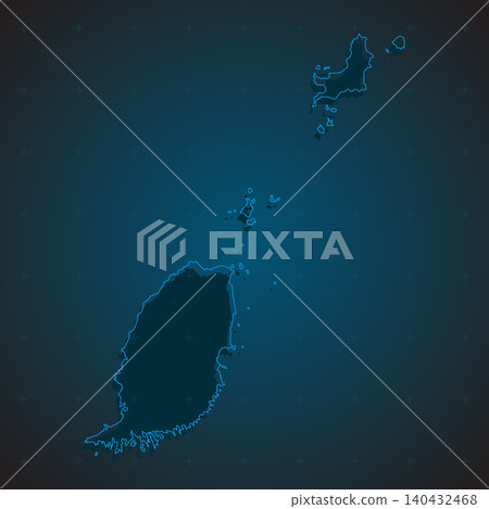 Vector map of Grenada on the radar screen Vector map of Grenada on the radar screen 140432468