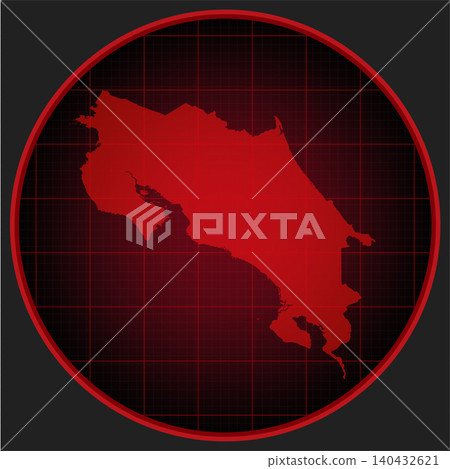 Vector map of Costa Rica on the radar screen Vector map of Costa Rica on the radar screen 140432621