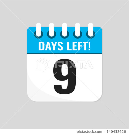 Countdown daily page calendar icon - 9 days left Countdown daily page calendar icon - 9 days left 140432626