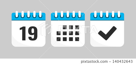 Set icons page calendar - day 19, agenda, done Set icons page calendar - day 19, agenda, done 140432643