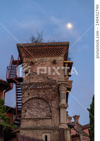 Gabriadze leaning clock tower in Old Town of Tbilisi, Georgia Gabriadze leaning clock tower in Old Town of Tbilisi, Georgia 140432740