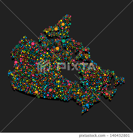 Creative map of Canada from random colorful dots Creative map of Canada from random colorful dots 140432801