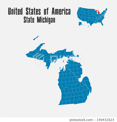 Vector map of the USA - State Michigan Vector map of the USA - State Michigan 140432823