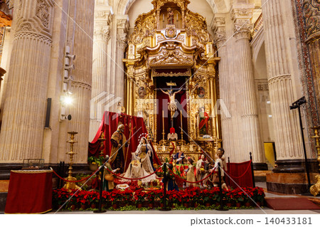 Christmas nativity scene in San Salvador church in Seville, Spain Christmas nativity scene in San Salvador church in Seville, Spain 140433181