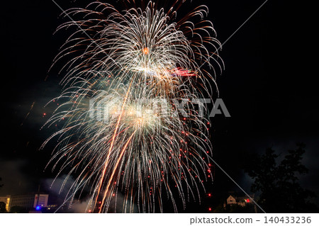 Amazing colorful fireworks display at night 140433236