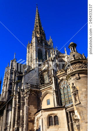 The church of Saint-Maclou church in Rouen, France. One of the best examples of the Flamboyant style of Gothic architecture in France The church of Saint-Maclou church in Rouen, France. One of the best examples of the Flamboyant style of Gothic architecture in France 140433237