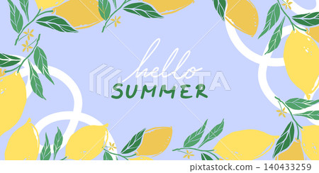 Hello Summer Lemon Border with Handwritten Script Hello Summer Lemon Border with Handwritten Script 140433259