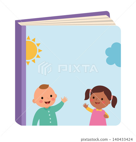 Children Play and Learn With Colorful Book on a Sunny Day in a Bright Outdoor Setting Children Play and Learn With Colorful Book on a Sunny Day in a Bright Outdoor Setting 140433424