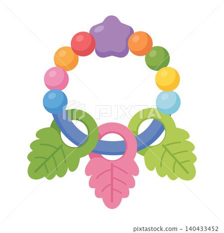 Colorful Baby Teething Ring With Beads and Leaves for Infants Colorful Baby Teething Ring With Beads and Leaves for Infants 140433452