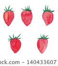 A set of 5 gentle strawberries painted in watercolor. 140433607