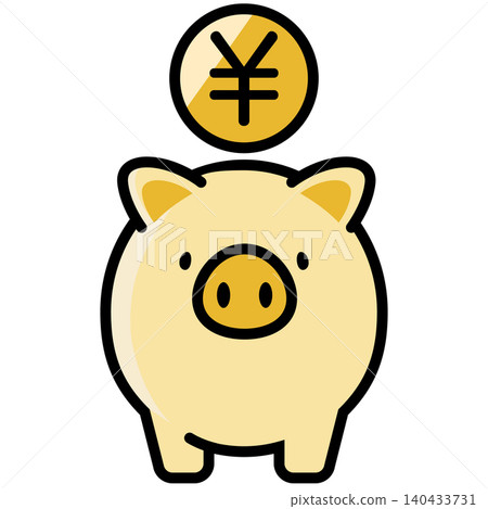 Cute piggy bank and yen coin Cute piggy bank and yen coin 140433731