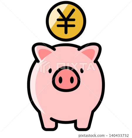 Cute piggy bank and yen coin Cute piggy bank and yen coin 140433732