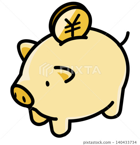 Cute piggy bank and yen coin Cute piggy bank and yen coin 140433734