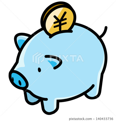 Cute piggy bank and yen coin Cute piggy bank and yen coin 140433736