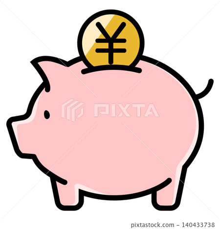 Cute piggy bank and yen coin Cute piggy bank and yen coin 140433738